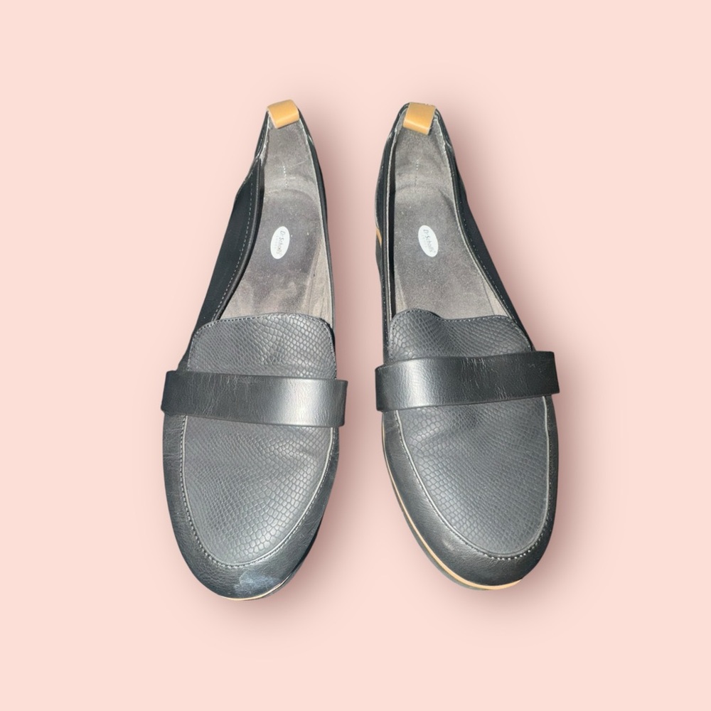Dr. Scholl's Black Loafers with Brown Trim